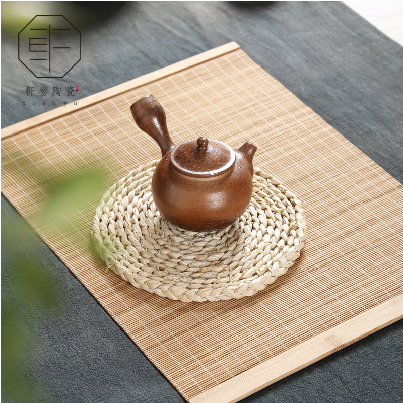 Hin reputation | ceramic natural checking bamboo mat bamboo curtain knitting tea medium, heat the teapot tea accessories
