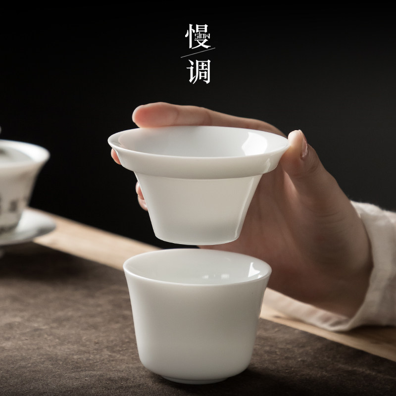 Slow adjustment white porcelain tea filter stainless steel filter ceramic tea leakage tea tea separation kung fu tea set accessories tea funnel