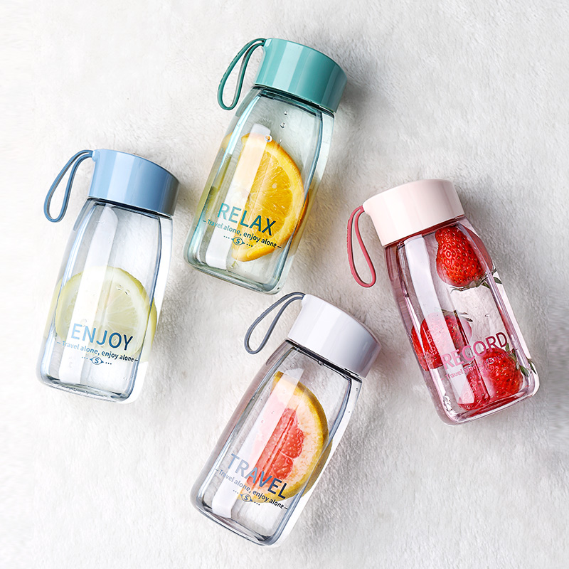 Summer drinking water glasses woman cute and small portable plastic anti-fall student Jane about male small mug with lid summer