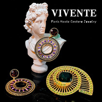 Year of the Zodiac Bohemian Hollow Round Earrings Spiral Micro-set Czech Diamond Emerald Chest European and American Cross-Border Delivery