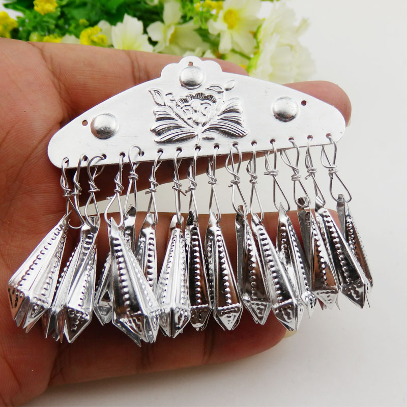 Manufacturer direct minority accessories decorative stage performance simulation Miao ethnic silver decoration featured long bell string flower