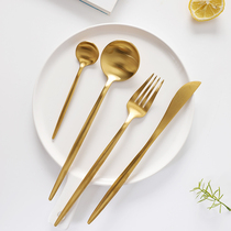 304 stainless steel knife and fork spoon four-piece Golden Frosted Black Western tableware personality steak steak knife and fork spoon