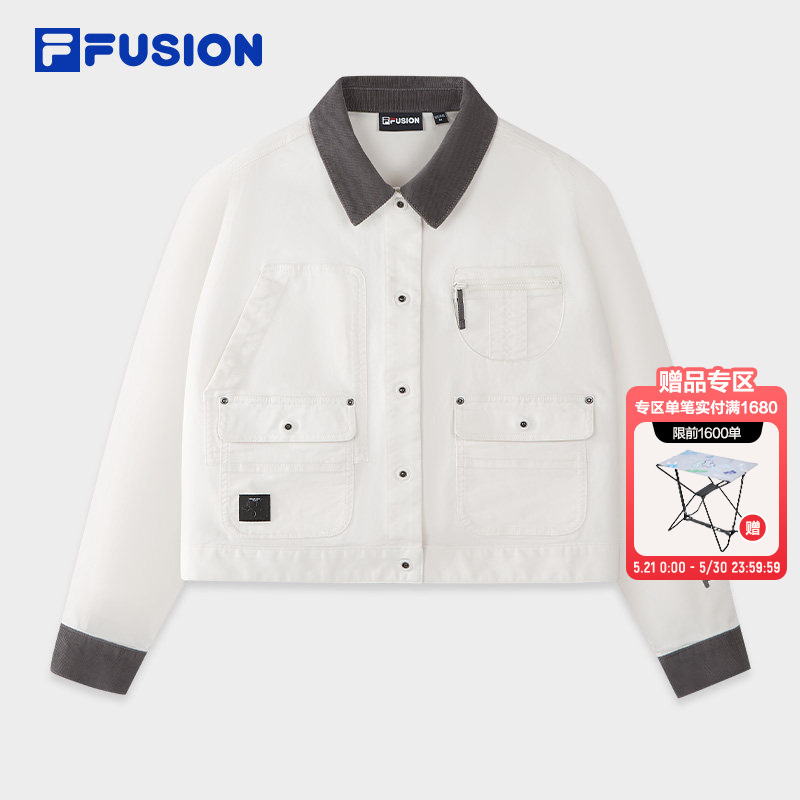 Fila Fusion Trendy Woven Jacket for Women 2026 Summer New Casual Loose Color-Blocked Lapel Jacket Fila Fusion Trendy Woven Jacket for Women 2026 Summer New Casual Loose Color-Blocked Lapel Jacket