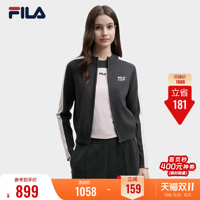 Fila Retro Sports Woven Jacket Women's 26 Winter New Color-Blocked Slim-Fit Zipper Sweater Knitted Cardigan Fila Retro Sports Woven Jacket Women's 26 Winter New Color-Blocked Slim-Fit Zipper Sweater Knitted Cardigan