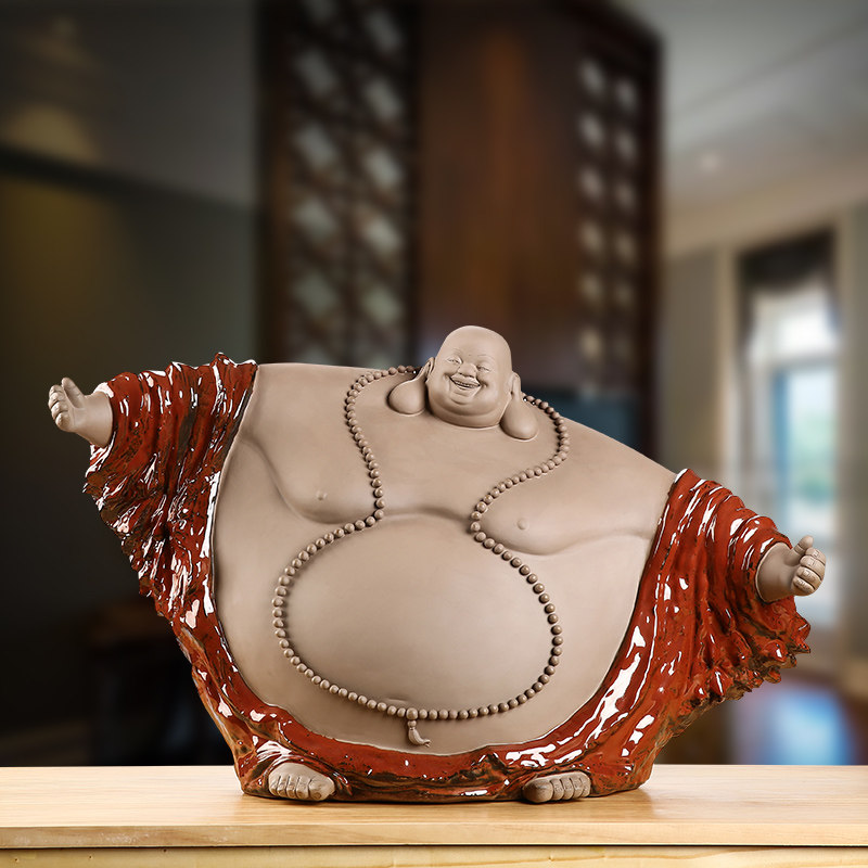 Ink-dyed Remain Aroma Strokes of the Grand Belly Buddha Craftsmanship Pendulum in the Living Room Clubhouse Chinaguan Ceramic Decorations and Smiling Greet the World