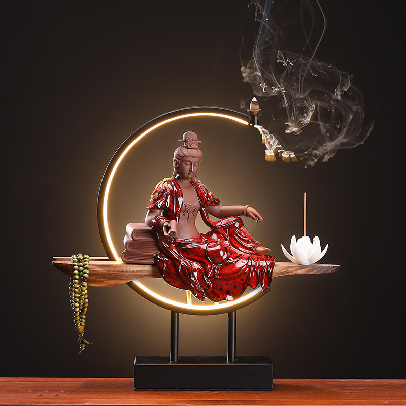 Chinese style Zen meaning Xuanguan Living room Guanyin Bodhisattva BodhisattBodhisattva Porcelain Home Decoration Craftsmanship Gift Pendulum to the Pendulum Light Circle
