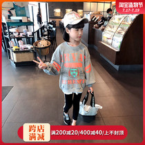 Girls  Western style sweater Autumn 2020 new childrens fashion letter printing top Large child loose pullover