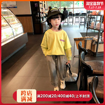 Girls base shirt 2020 autumn new childrens foreign style all-round pullover baby Korean fashion long-sleeved T-shirt