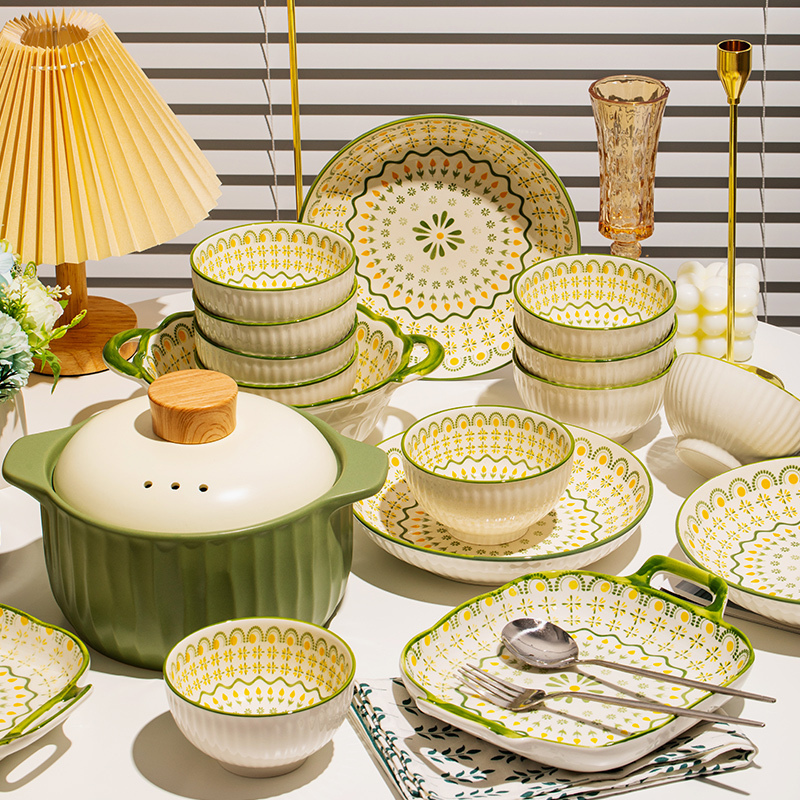 Underglaze Color Bowl and Plate Set for Home Use 2026 New Chinese Style Jingdezhen Tableware Bowls and Plates Housewarming Bowls and Chopsticks Underglaze Color Bowl and Plate Set for Home Use 2026 New Chinese Style Jingdezhen Tableware Bowls and Plates Housewarming Bowls and Chopsticks