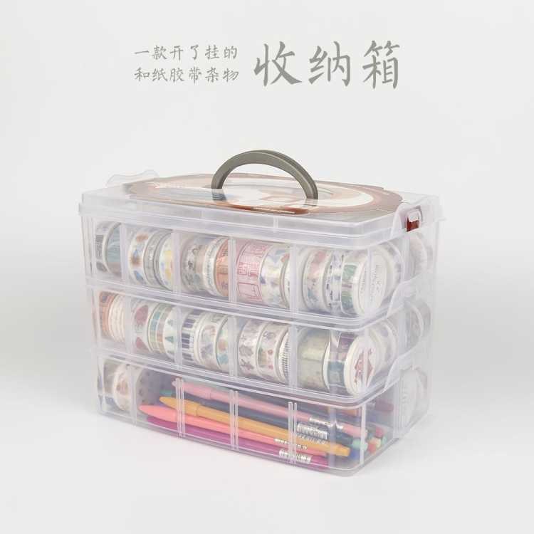 Thickened wear-resistant transparent plastic box Accessories box Hand account stationery and paper tape storage box Finishing box tape box