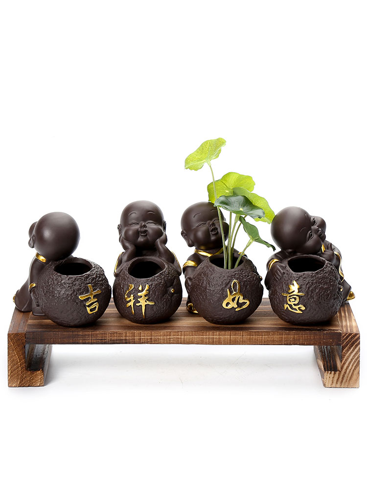 Purple sand tea pet plutus exquisite furnishing articles on tea table decorations mini floret small zen monk tea accessories