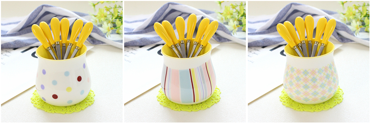 Ceramic fruit dessert fork small express cartoon suits for a fork stainless steel creative fork fork snack cakes