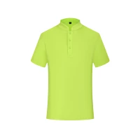 Флуоресцентный зеленый верхний топ Короткие рукава [ZC-1902 Стенд воротник твердый цвет]