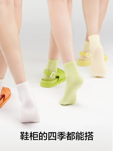 [Средняя короткая трубка] Есть носки-деревья, женские носки до середины икры, летние тонкие носки из чистого хлопка с антибактериальным дезодорантом, белые ограничительные носки
