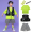 Green T-shirt+black and white checkered shorts+colored letter black vest+headband+fluorescent green socks