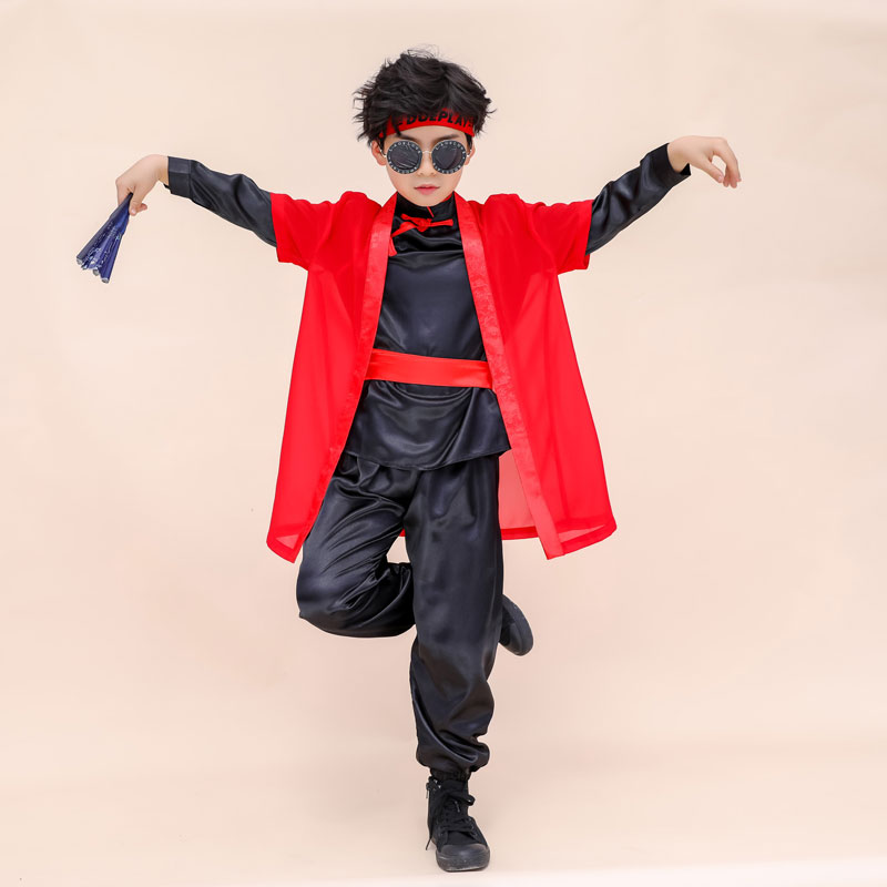 Children's Chinese style red theme costumes boys national tide catwalk costumes group children's street dance costumes New Year's Day