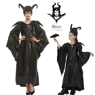 New children's Maleficent costume, Disney Halloween Witch mother-daughter parent-child costume performance