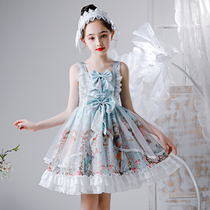 Girls summer dress 2021 new childrens clothing summer belt skirt childrens skirt Lolita foreign princess dress