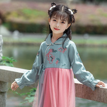 Childrens Hanfu girls autumn costume Super fairy Yunxi childrens improved skirt female baby Hanfu spring and autumn princess skirt