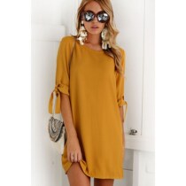 Ladies loose cause shirt Women o-neck mini dress