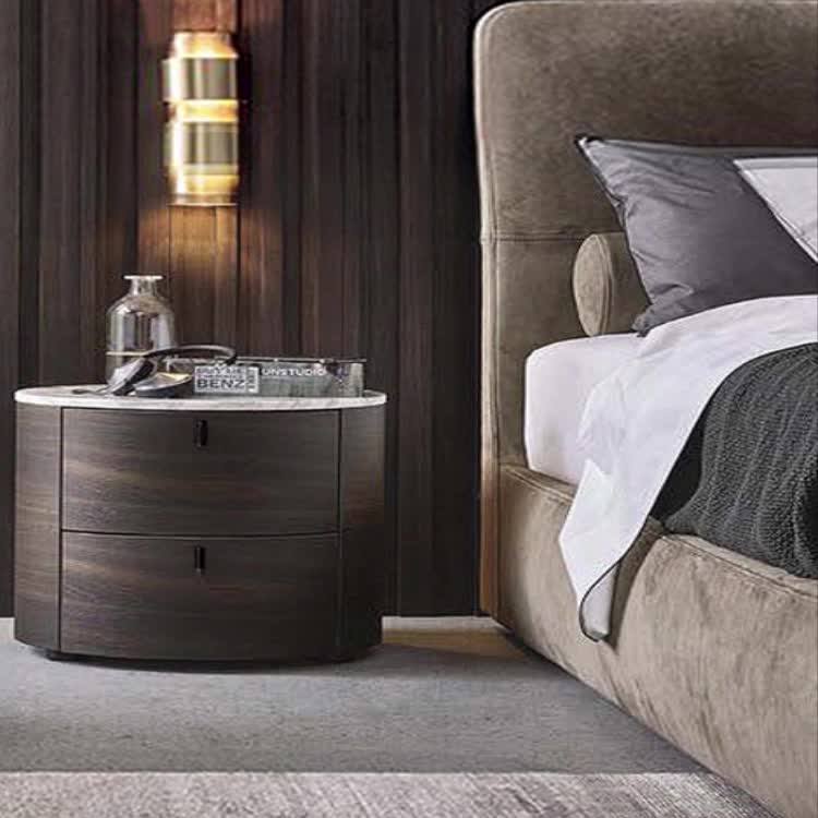 Modern Luxury Marble Furniture Round Marble Top Night Stand With 2