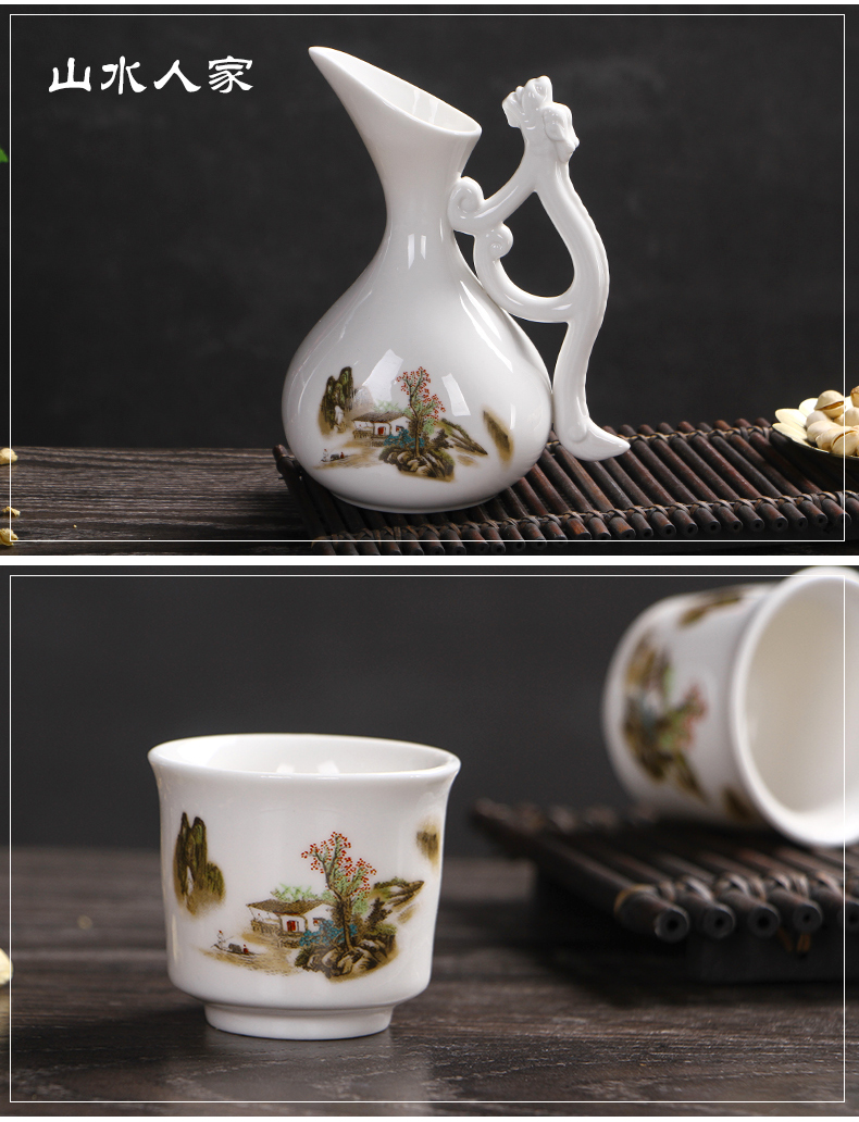 Phong cách cổ xưa Nhật Bản gốm rượu vang pha chế rượu vang trắng Li Huang rượu vang 盅 nhỏ rượu thủy tinh sáng tạo hip bình nhà đặt quà tặng - Rượu vang giá để rượu vang