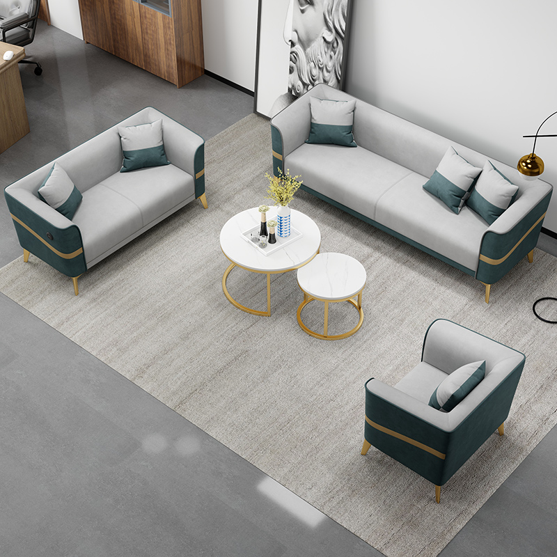 Office sofa simple modern coffee table combination set business meeting guests negotiation rest area reception three people light luxury