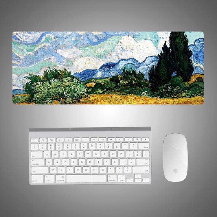 Van Gogh art oil painting extra-large rubber slip rat cushion personality scenery customized to make a mouse pad for one generation