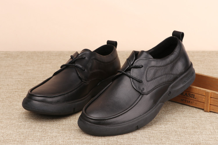 男鞋加宽脚肥大码45 46 47 48 圆头真皮系带透气软底黑色休闲皮鞋详情18