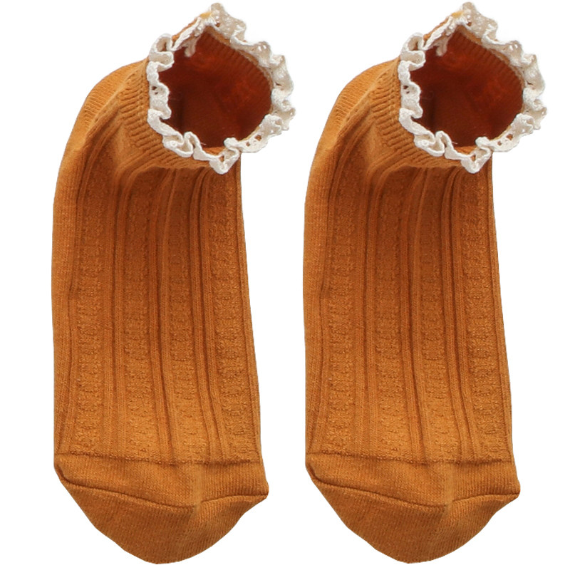 Socks All-Cotton Shallow Boat Socks Spring and Autumn Socks Han Anti-Stunning Low Bang Princess College Wind Japanese Lace Socks