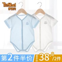 Newborn baby jumpsuit summer thin baby clothes shirt cotton summer dress triangle ha clothes climbing suit short sleeve