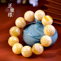 Zhengya amber Russian material single circle chanterelle yellow mens beeswax bracelet Russian natural Wen play bracelet