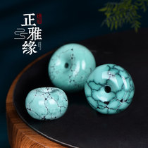 Zhengya turquoise small peace buckle Raw ore pure natural pendant Back cloud pier size bagel accessories set