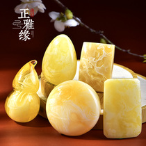 Zhengya amber Russian beeswax bracelet mens single circle Russian material chanterelle yellow natural Wen play bracelet