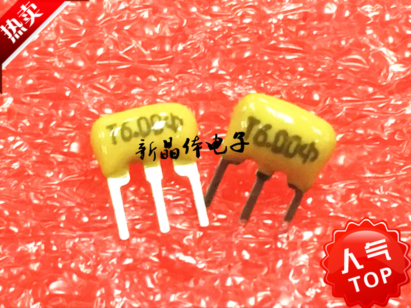 6MHZ in-line ceramic crystal oscillator ZTT6 00MG three-legged 6M ceramic oscillator yellow T6 00CD