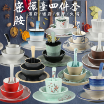 A5 melamine set-up four-piece set hotel hot pot restaurant matching dishes spoon set tableware commercial custom LOGO