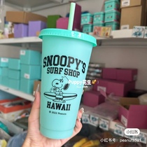 Japanese spot Snoopy Hawaii limited plastic anti-fall straw cup dopamine color cute
