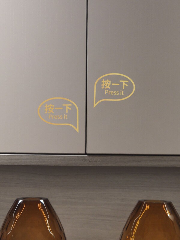 Simple Black Creative Press Sticker for Wardrobe Cabinet Door Opening Sign Toilet Flush Button Label Wall Sticker