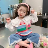 Трикотажный жилет, детский осенний весенний свитер, в западном стиле