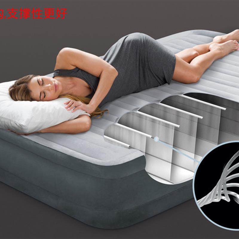 INTEX built-in electric pump bedroom double plus high inflatable bunk bed single thickened air cushion bed folding travel mattress-Taobao
