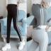 Quần nữ mùa thu 2018 thời trang mới phiên bản Hàn Quốc điều chỉnh quần legging nữ cotton kẻ sọc sọc nâng bụng quần yếm bầu Phụ nữ mang thai quần / quần bụng