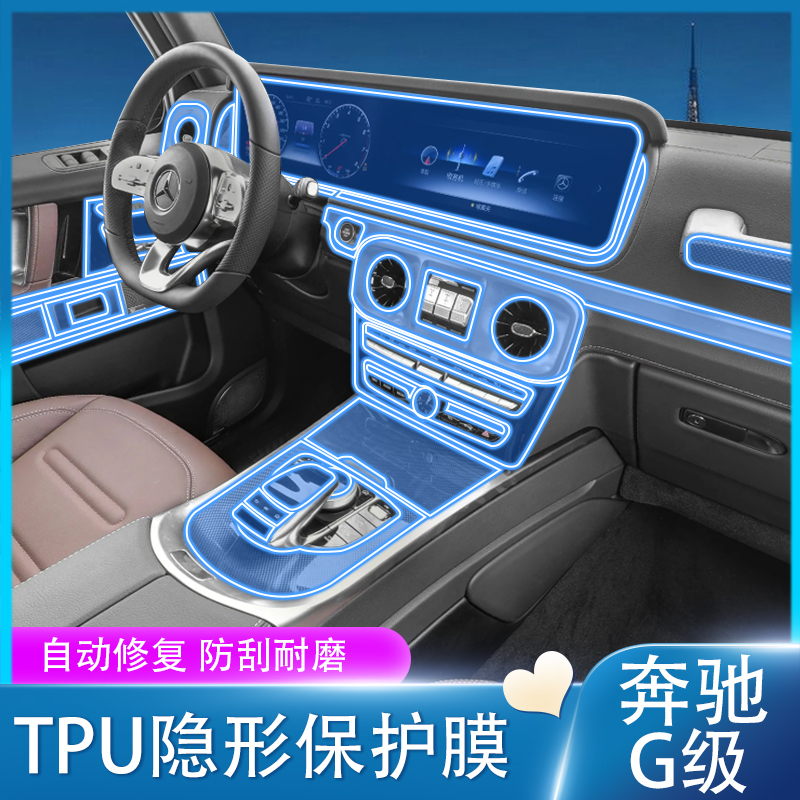 Suitable for 21-24 Mercedes-Benz G-Class Central Control Protective Film Navigation Display Screen Tempered Film Interior Film Modification