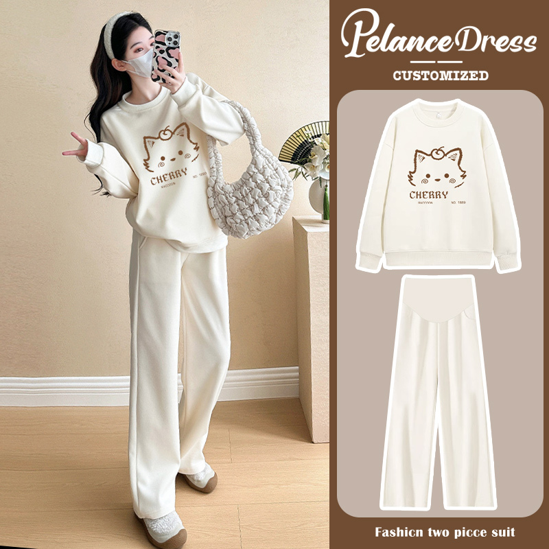Maternity Wear Autum Suit 2026 Fashionable and Stylish Women's Large Size Sweatshirt and Pants Two-Piece Set for Autum and Winter Pregnancy Wear Maternity Wear Autum Suit 2026 Fashionable and Stylish Women's Large Size Sweatshirt and Pants Two-Piece Set for Autum and Winter Pregnancy Wear