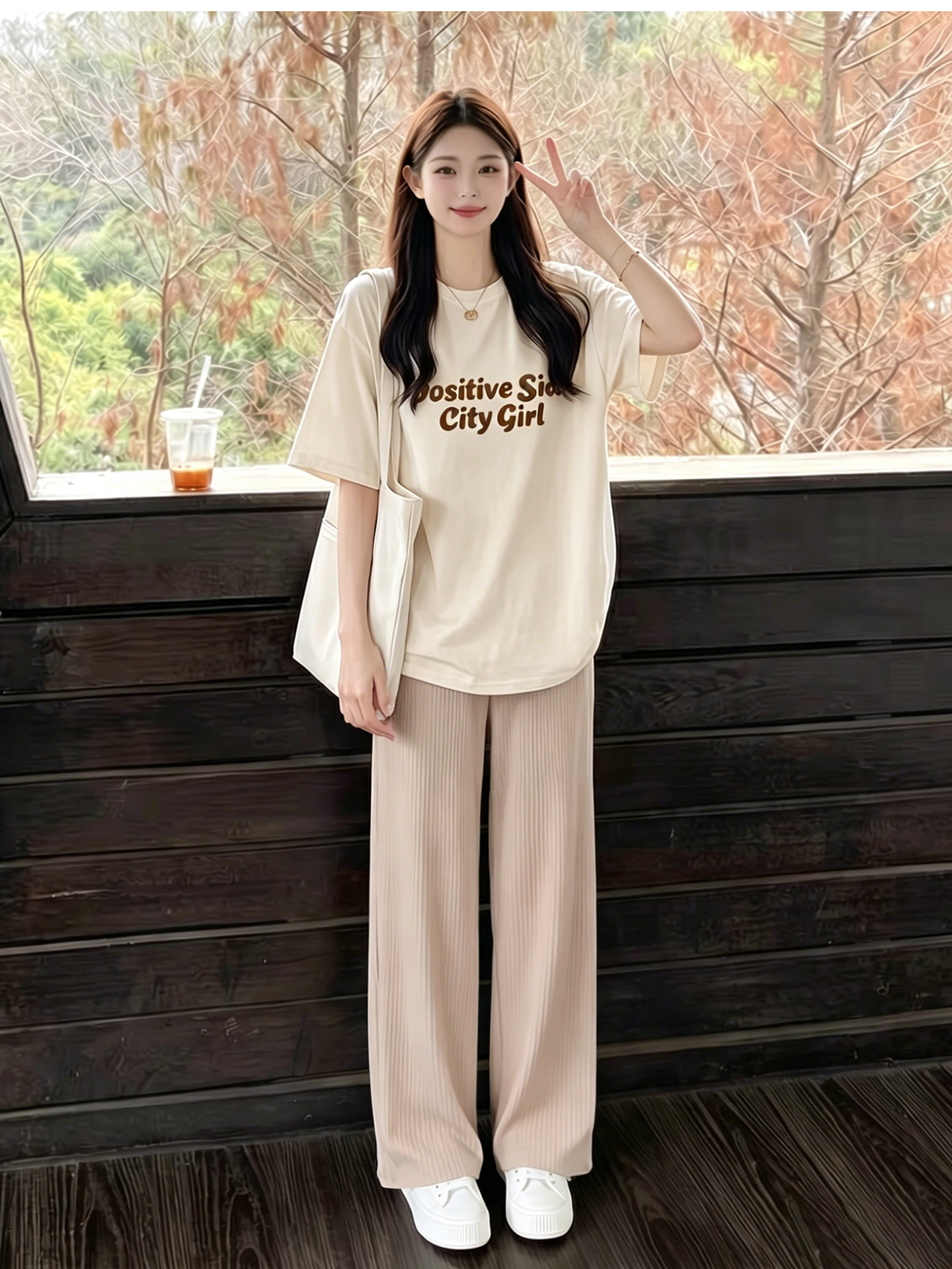 孕妇短袖t恤套装夏季薄款松弛感通勤产检休闲孕期上衣冰丝裤穿搭 — 6
