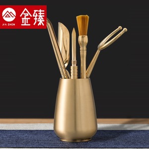 【金臻】黄铜泡茶工具步步高升5件套