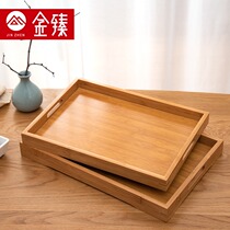 Japanese bamboo tea tray Simple large tea set accessories Bamboo tray storage household rectangular tea tray Dry bubble table