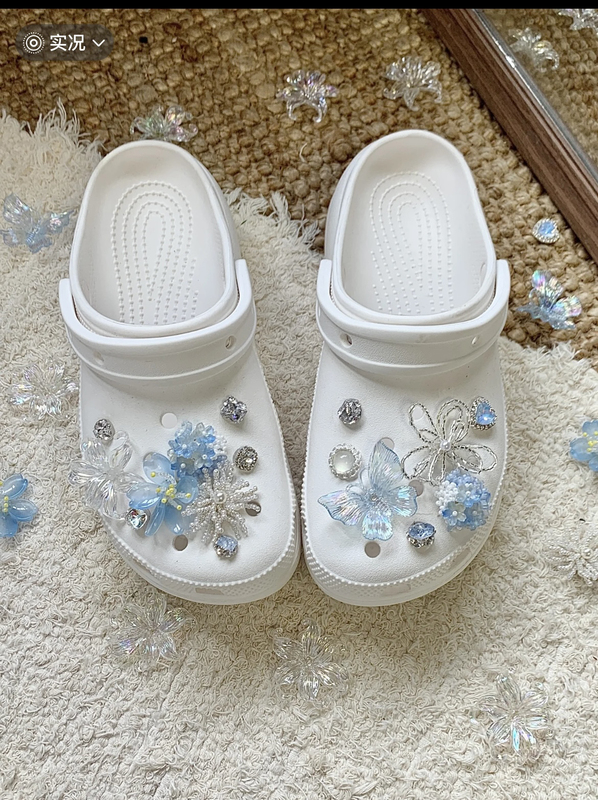 DIY New Clog Shoe Accessories, High-End Shoe Charms, Heavy-Duty Crystal Flower Shoe Decorations, Suitable for Crocs Slippers Accessories