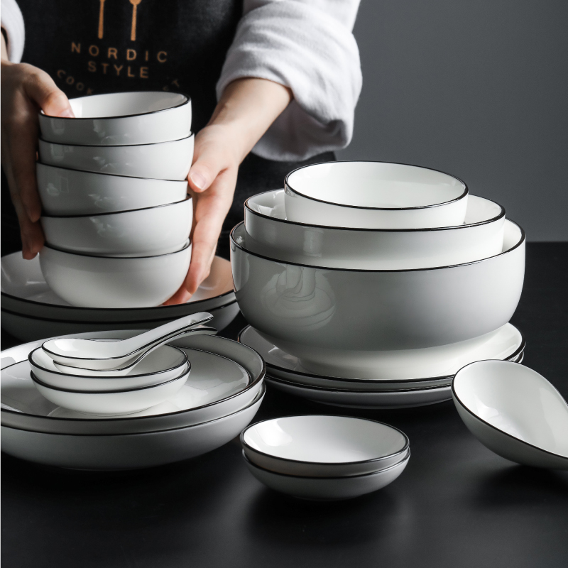 Boss every wall contracted tableware suit household ceramic bowl dish dish fish dish to eat bowl bowl dish plate