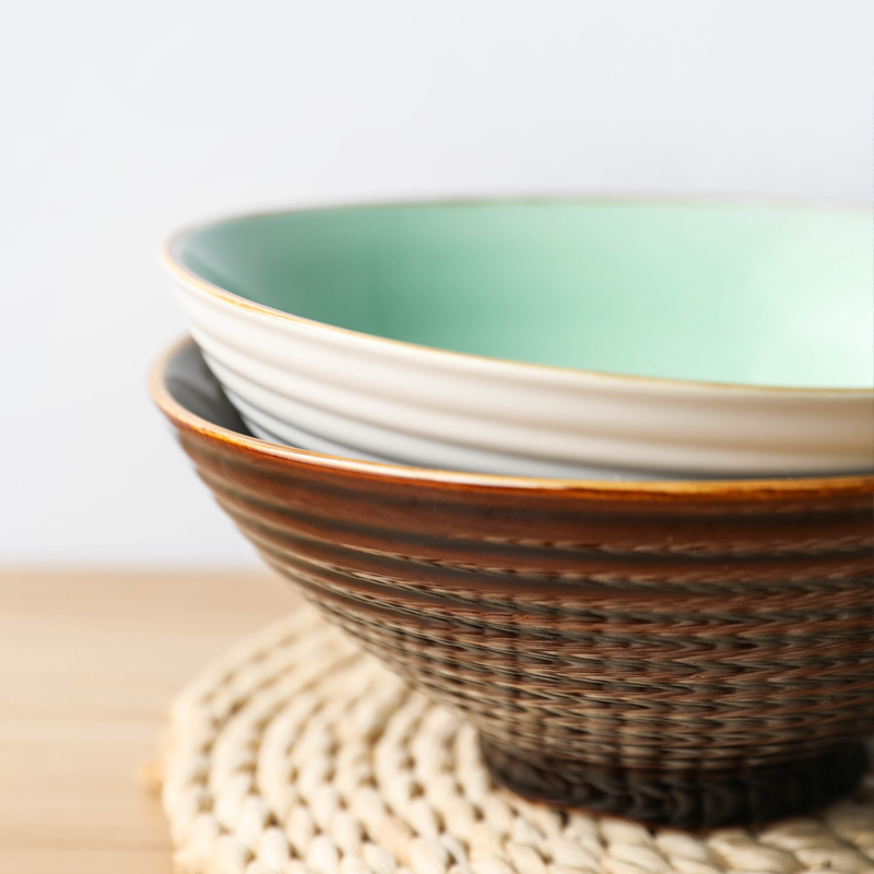 Boss on yarn Japanese hat to large bowl of noodles bowl of household ceramics thread pull rainbow such as bowl bowl a salad bowl
