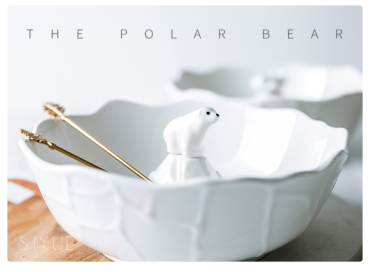 Boss on ice bears a salad bowl ins Japanese lovely creative three - dimensional household ceramics dessert fruit bowl